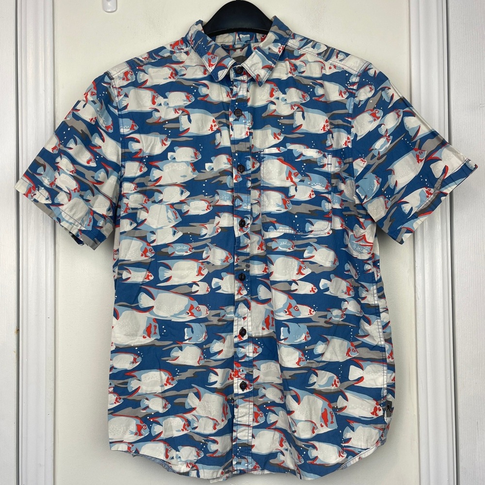 Royal Robbins Mens L Throwback Fish Fishing Short Sleeve Button Down Shirt 71543 - Picture 3 of 8